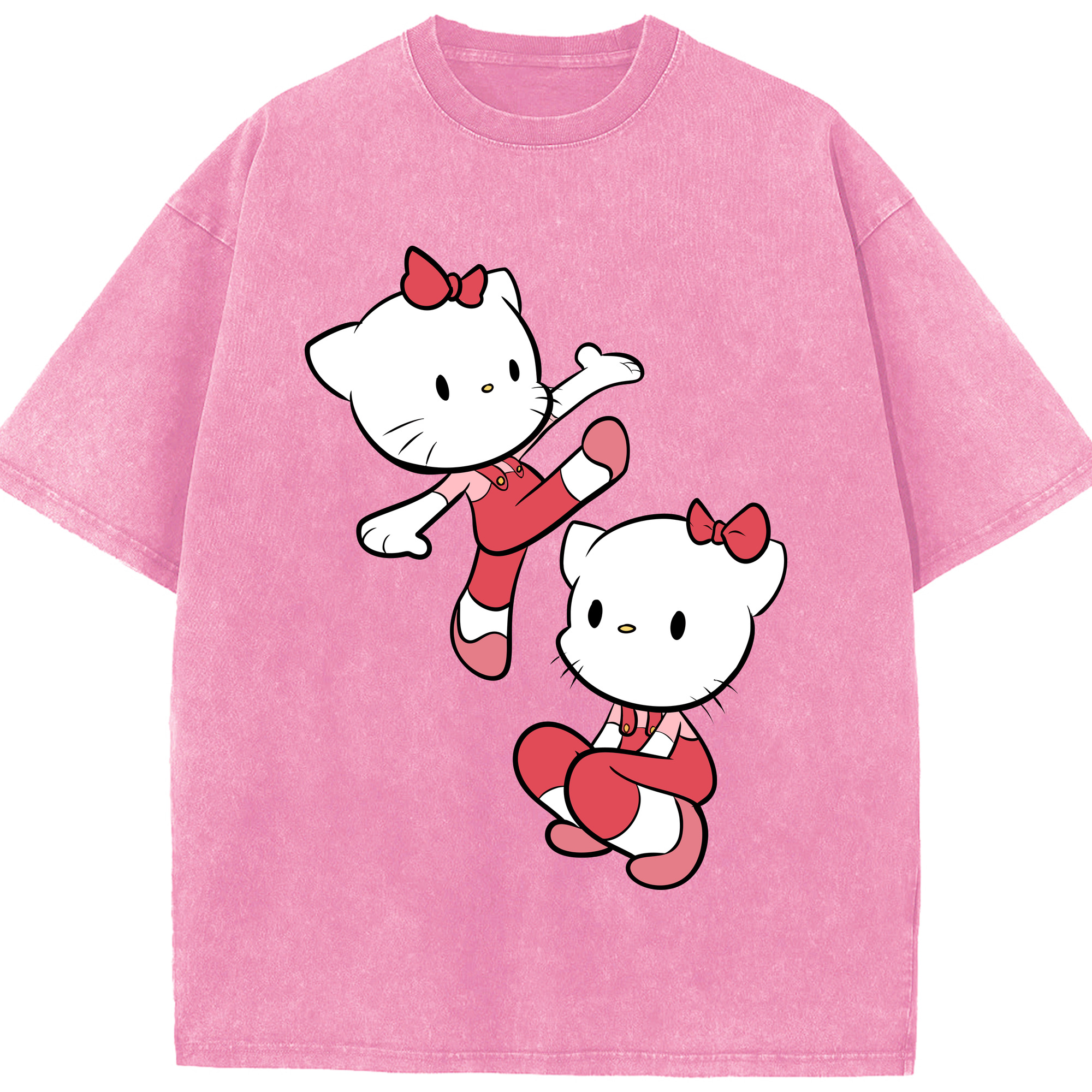 （画像用） Hello Kitty ハローキティ 綿100% ヴィンテージ風 半袖Tシャツ（フロントプリント）